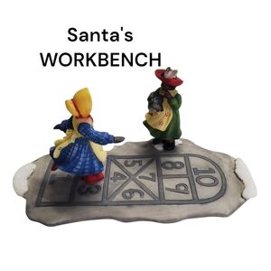 Santa's Workshop 2002 Hopscotch Girls Resin Accessory VTG Christmas Village